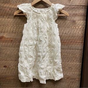 Gymboree Girls’ Dress Ivory with Metallic Vertical Stripes Size Small (5-6)